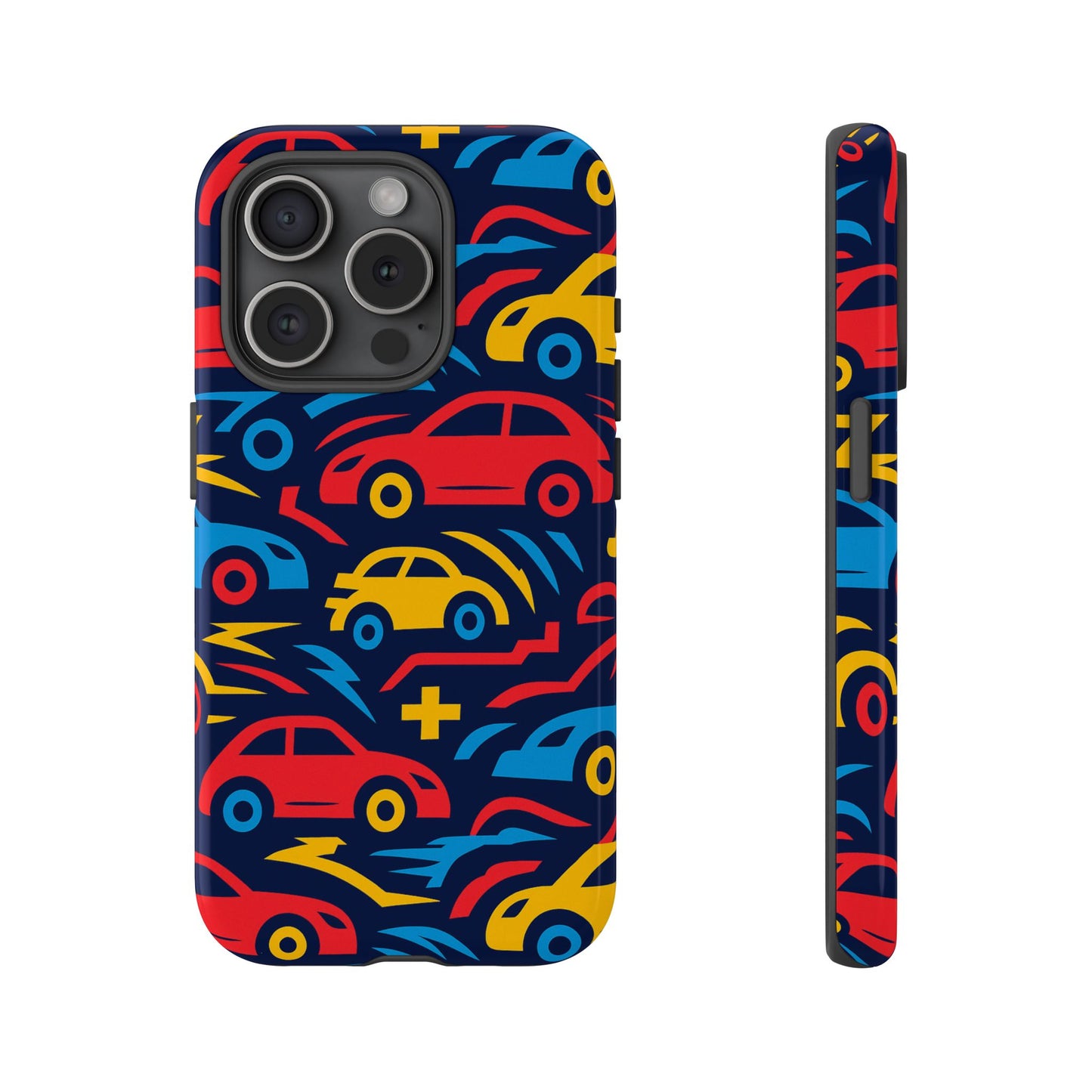 multicolour retro 3d wrap protective phone case with vibrant car design for stylish protection compatible with iphone 13, 14, 15 & 16 – all models including pro, pro max & plus