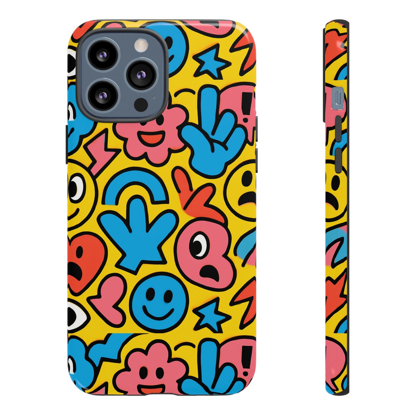vibrant emoji phone case with fun 3d multicolour design, playful protective cover for kids and teens, compatible with iphone 13, 14, 15 & 16 – all models including pro, pro max & plus