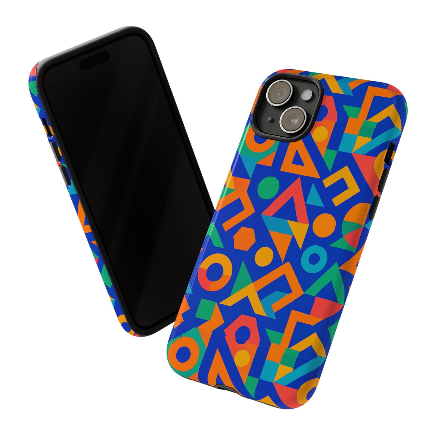 multicolour geometric 3d wrap protective phone case – vibrant accessory for creative individuals compatible with iphone 13, 14, 15 & 16 – all models including pro, pro max & plus