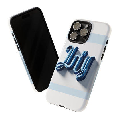 Vibrant 3D Blue Alphabet Protective Phone Case Stylish Accessory for Creative Individuals Compatible with iPhone 13, 14, 15 & 16 – all models including Pro, Pro Max & Plus