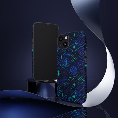 Vibrant Space Design Protective Phone Case in Blue and Green 3D Wrap for Stylish Protection Compatible with iPhone 13, 14, 15 & 16 – All Models Including Pro, Pro Max & Plus