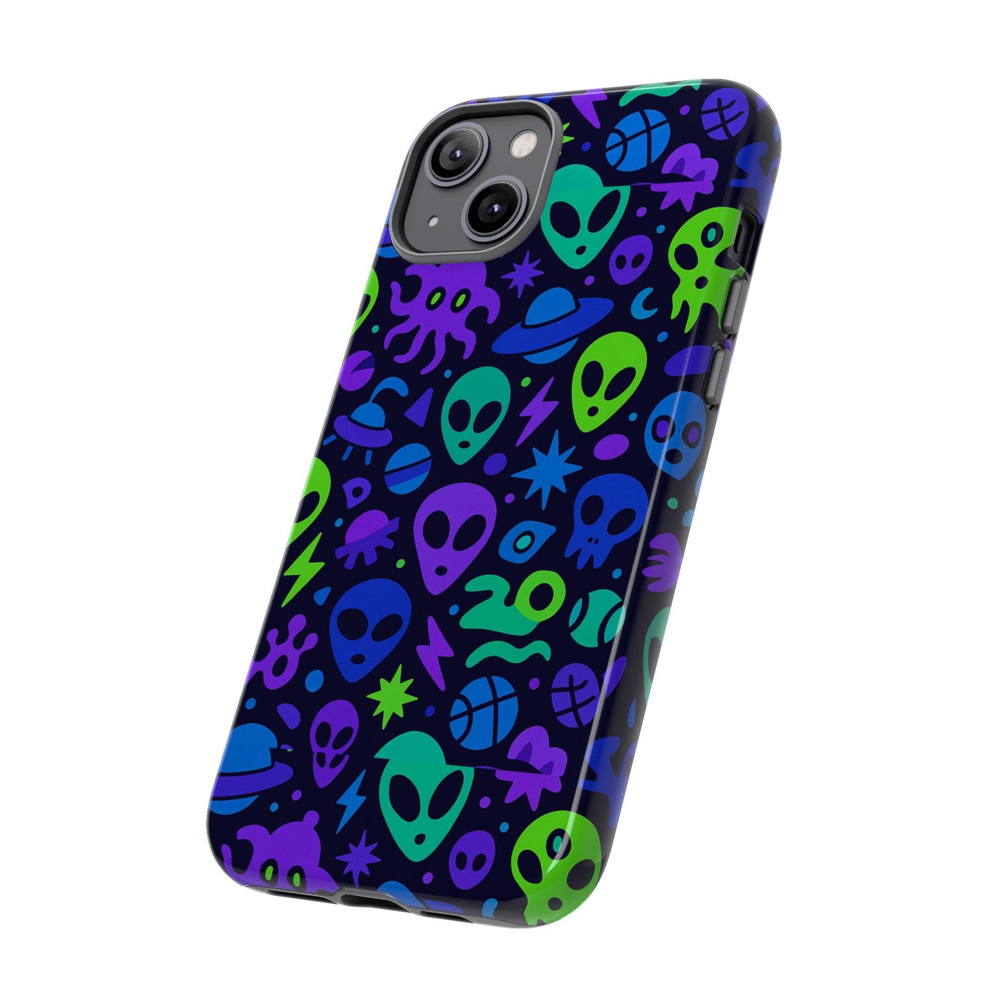 vibrant 3d alien and space design protective phone case for unisex smartphone accessories compatible with iphone 13, 14, 15 & 16 – all models including pro, pro max & plus
