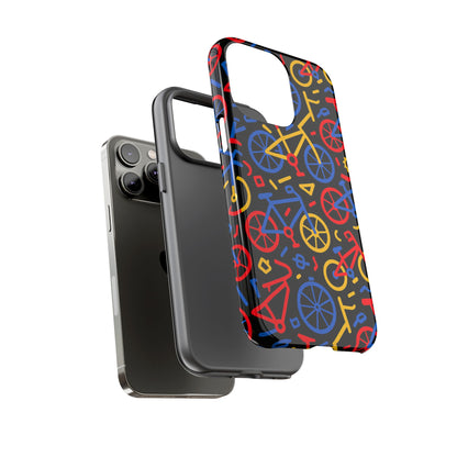 Multicolour 3D Bicycle Phone Case with Retro Design for Stylish Protection Compatible with iPhone 13, 14, 15 & 16 – all models including Pro, Pro Max & Plus