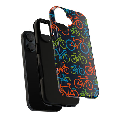 Multicolour Bicycle Print Protective Phone Case for Smartphones – Vibrant Style and Trendy Accessory Compatible with iPhone 13, 14, 15 & 16 – all models including Pro, Pro Max & Plus