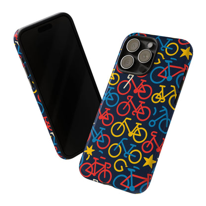 Multicolor Bicycle Pattern Protective Phone Case – Vibrant 3D Design for Stylish Protection – Compatible with iPhone 13, 14, 15 & 16 – All Models Including Pro, Pro Max & Plus