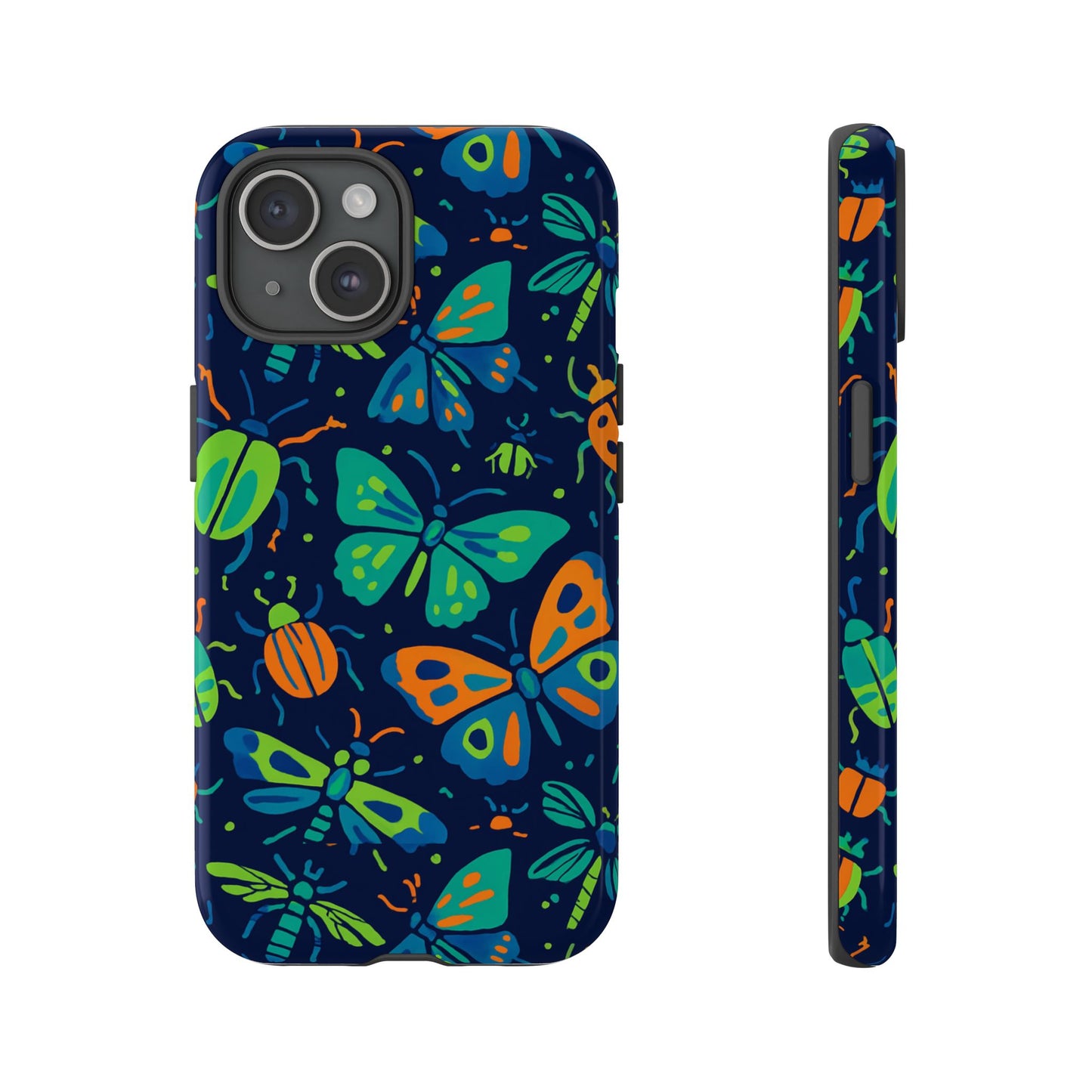 vibrant insect pattern protective phone case for stylish protection – multicolour 3d design compatible with iphone 13, 14, 15 & 16 – all models including pro, pro max & plus
