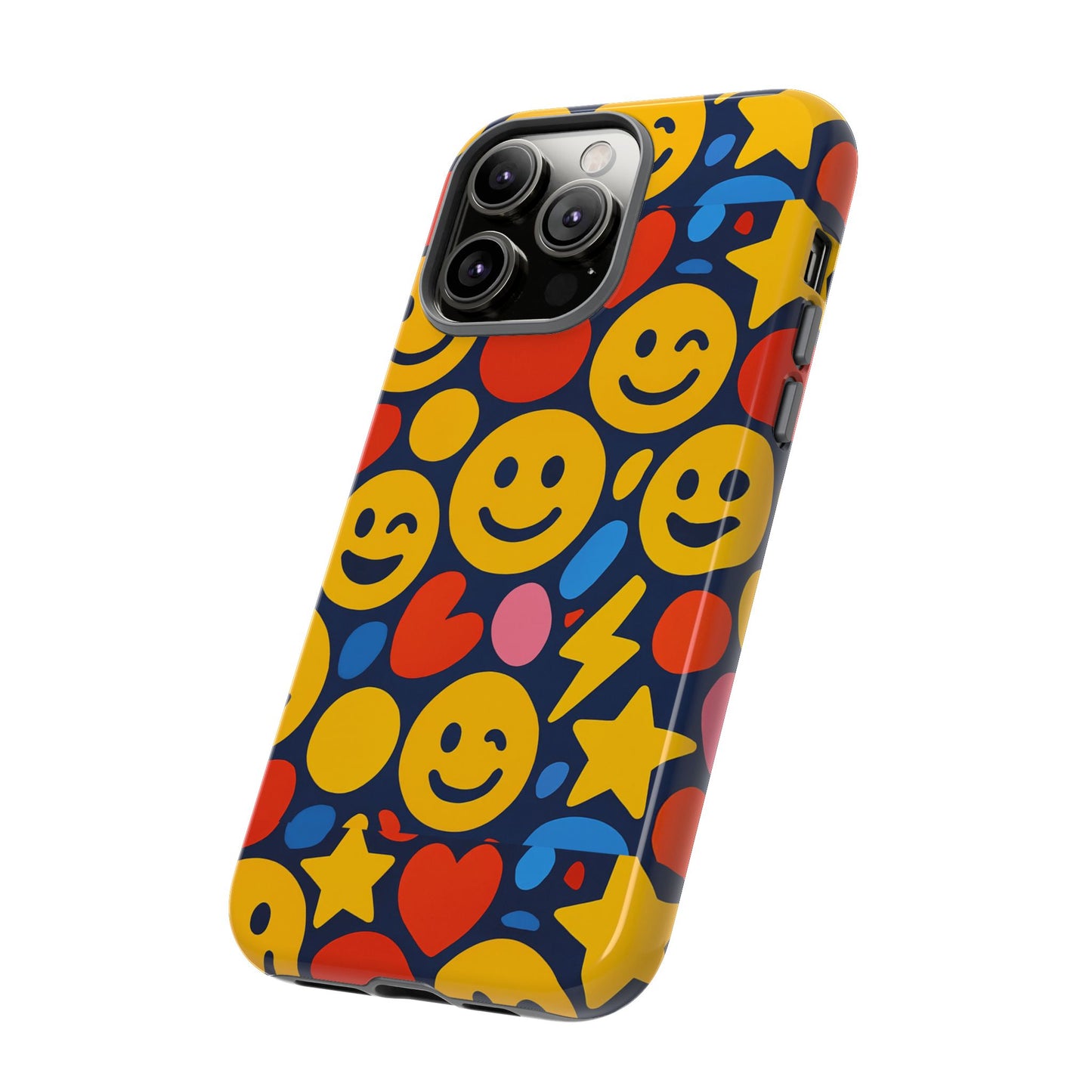 multicolour 3d emoji phone case for stylish protection – fun and playful design for kids and young adults compatible with iphone 13, 14, 15 & 16 – all models including pro, pro max & plus