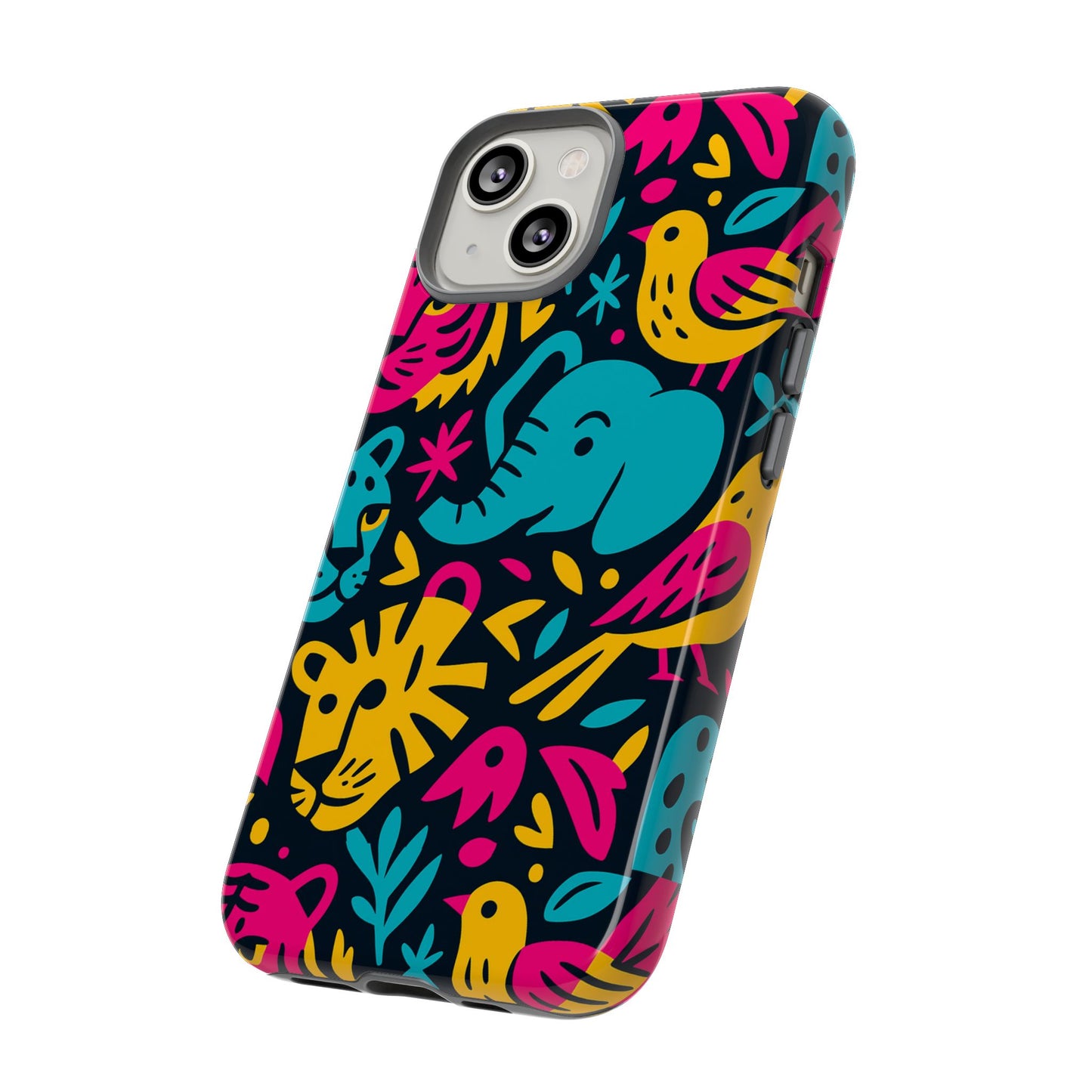 vibrant 3d animal print protective phone case colourful design for stylish protection compatible with iphone 13, 14, 15 & 16 – all models including pro, pro max & plus