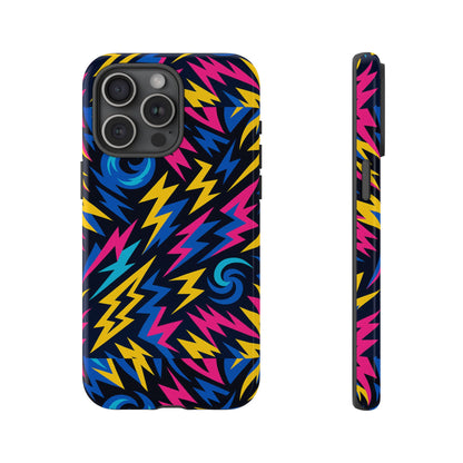 Vibrant Lightning Bolt Protective Phone Case with 3D Wrap Design for Trendy Aesthetic Accessories Compatible with iPhone 13, 14, 15 & 16 – all models including Pro, Pro Max & Plus