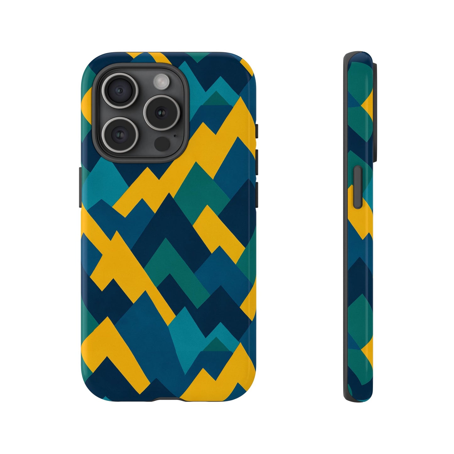 vibrant geometric mountain design protective phone case for unique style and durable protection compatible with iphone 13, 14, 15 & 16 – all models including pro, pro max & plus