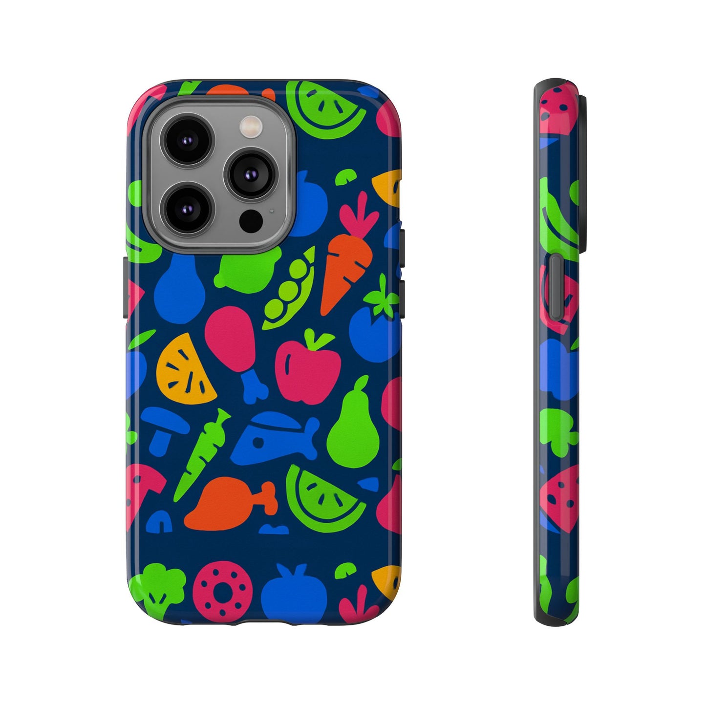 vibrant 3d fruit pattern protective phone case with glossy finish for stylish protection, compatible with iphone 13, 14, 15 & 16 – all models including pro, pro max & plus