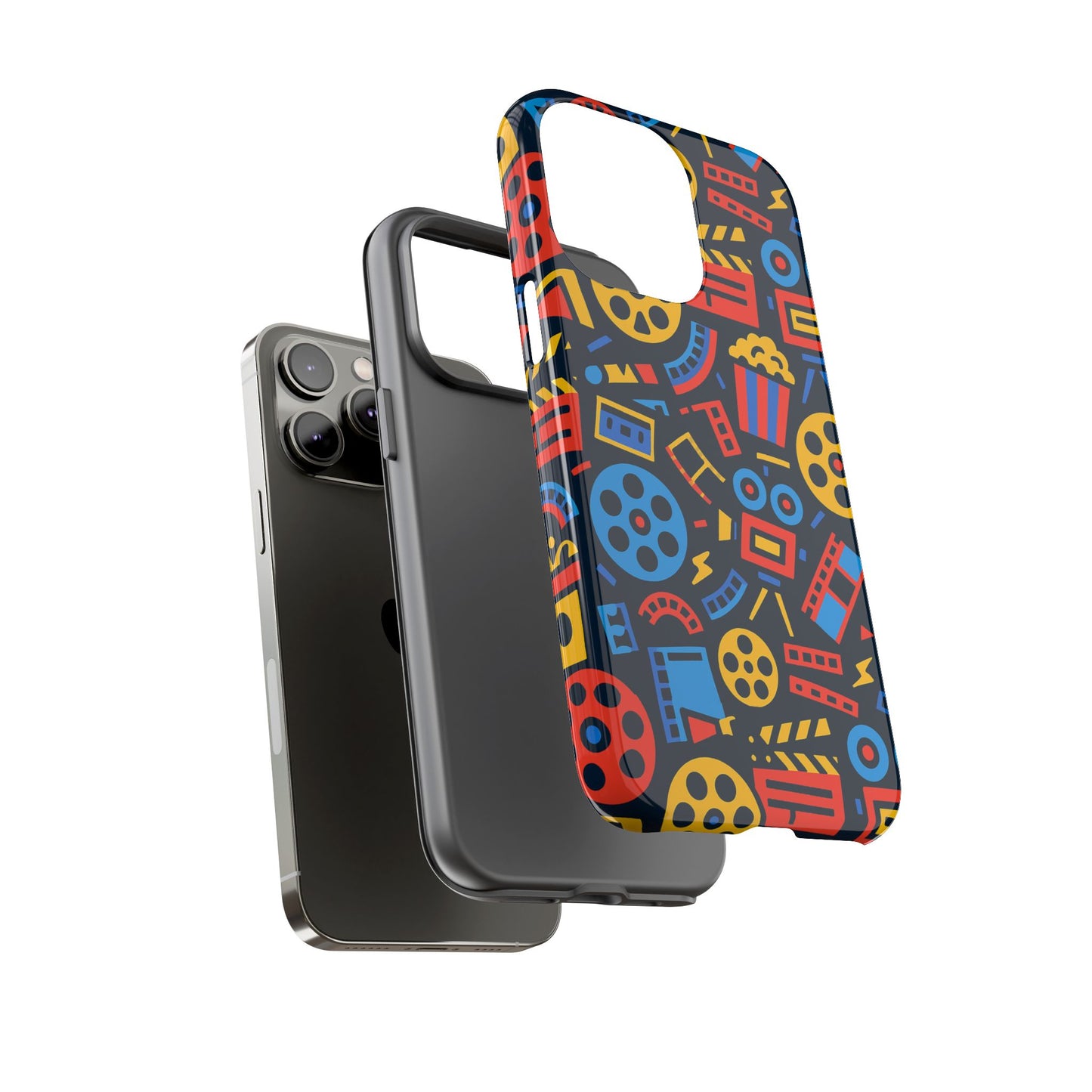 vibrant 3d film reel protective phone case for unique style and robust protection compatible with iphone 13, 14, 15 & 16 – all models including pro, pro max & plus