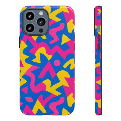 Vibrant Y2K Geometric Protective Phone Case with 3D Wrap Design for Unique Style Compatible with iPhone 13, 14, 15 & 16 – all models including Pro, Pro Max & Plus