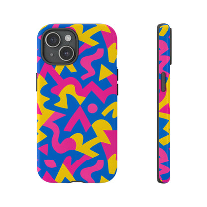 Vibrant Y2K Geometric Protective Phone Case with 3D Wrap Design for Unique Style Compatible with iPhone 13, 14, 15 & 16 – all models including Pro, Pro Max & Plus