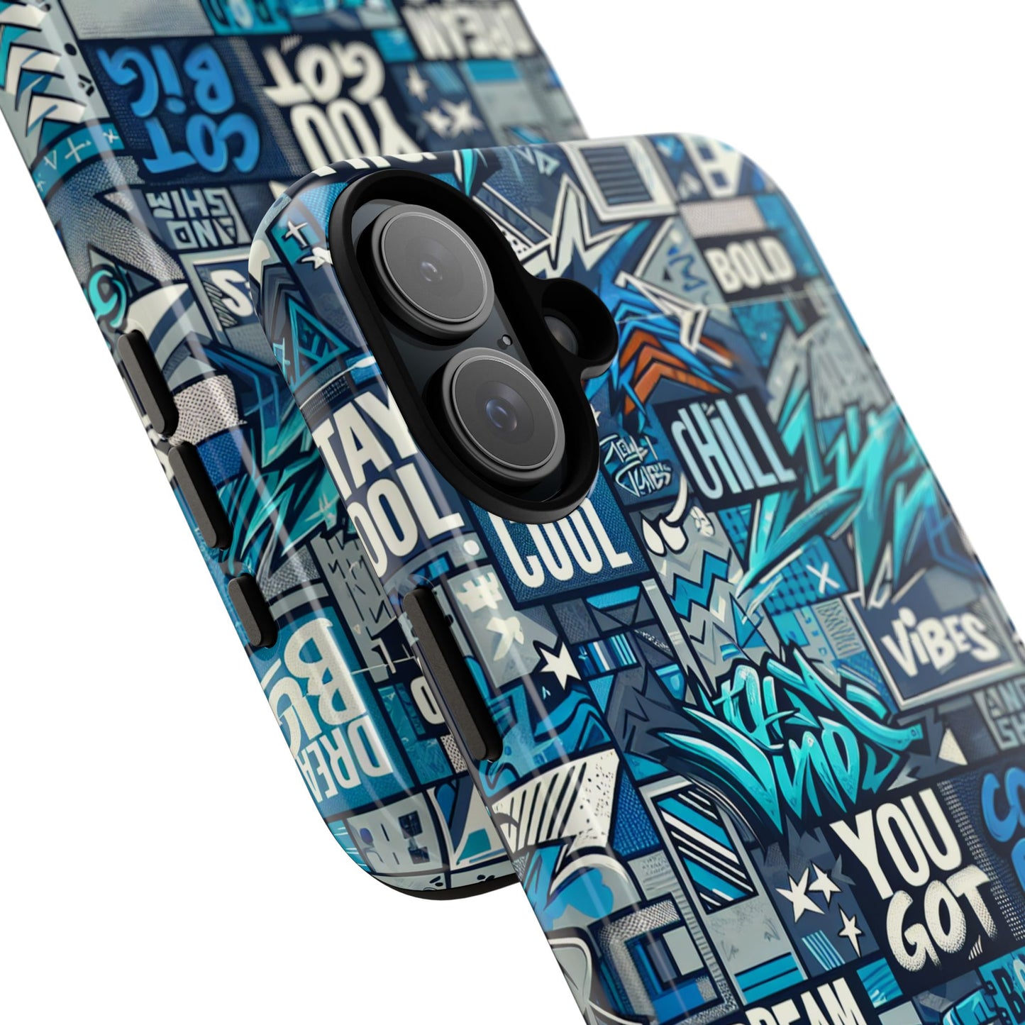 vibrant 3d wrap protective phone case in blue with playful graphic design for stylish protection – compatible with iphone 13, 14, 15 & 16 – all models including pro, pro max & plus