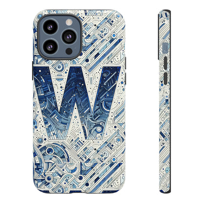 Blue Alphabet W Phone Case for Smartphones - Vibrant 3D Wrap Design with Shock Absorption and UV Protection, Suitable for Fans of Anime, Comics, and Unique Accessories