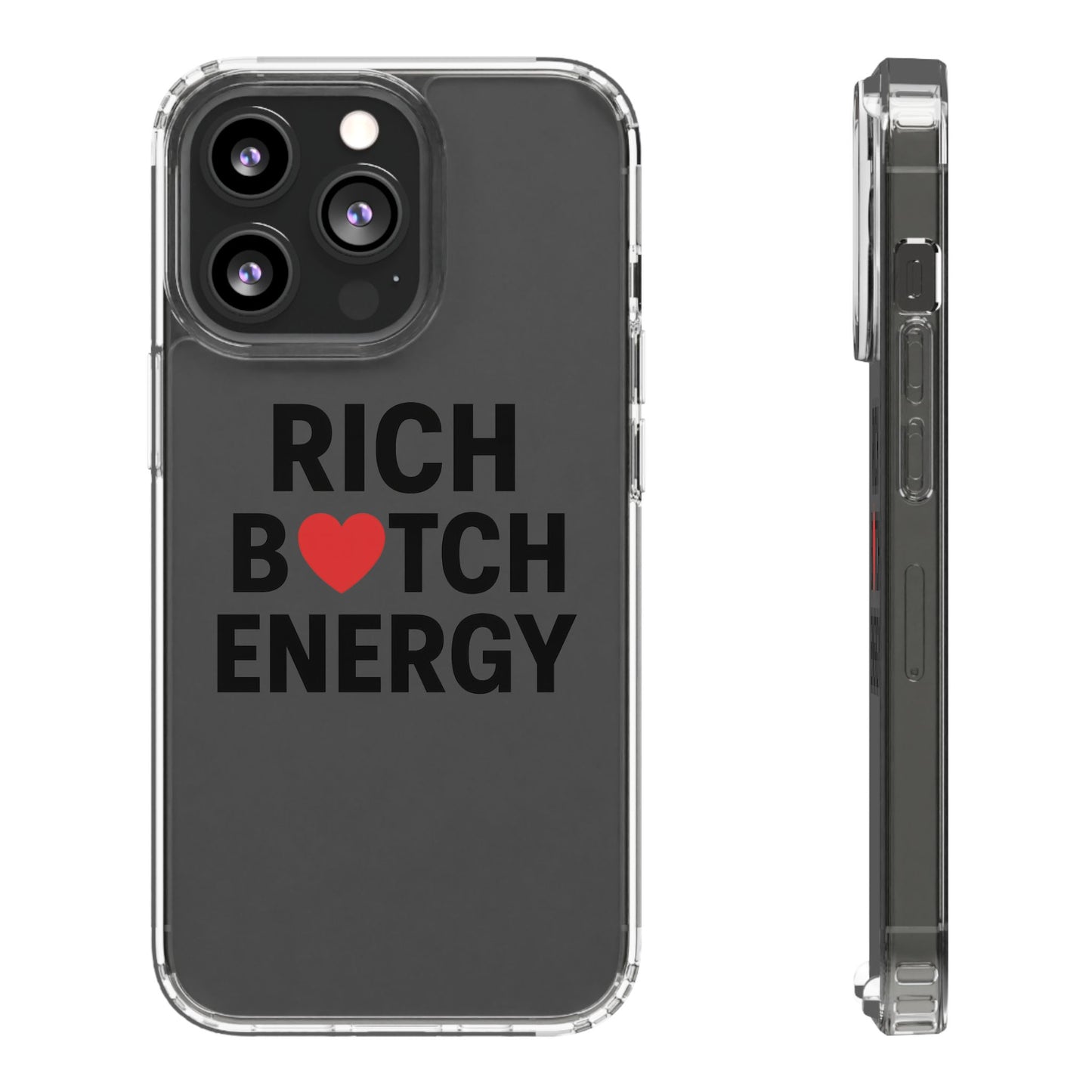 rich bitch energy clear phone case for confident individuals - stylish protection with shock-absorbing materials and scratch-resistant design for everyday use