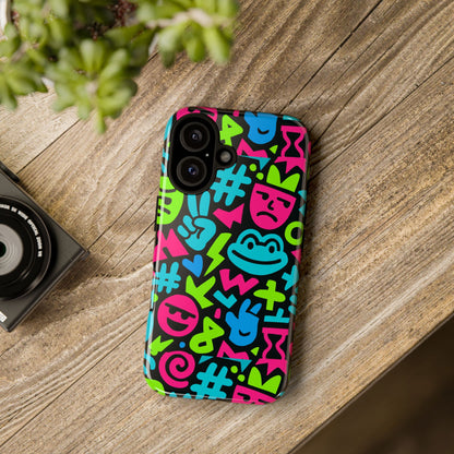 Vibrant Emoji Pattern Protective Phone Case Colourful 3D Design Stylish Protection for Unisex Smartphones Compatible with iPhone 13, 14, 15 & 16 – all models including Pro, Pro Max & Plus