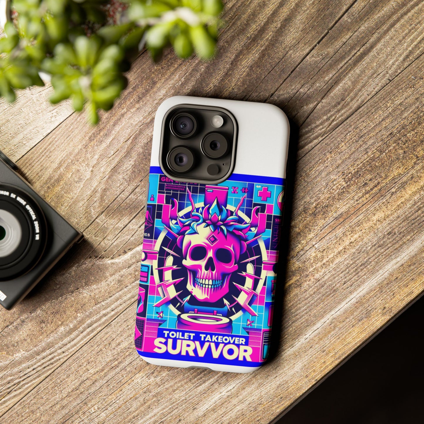 toilet takeover survivor 3d wrap protective phone case for anime and comic fans, shock absorbing tpu silicone, uv protected, stylish design, gift for birthdays and holidays