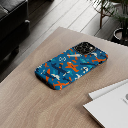 Vibrant 3D Airplane Print Phone Case in Blue – Fun Retro Design for Stylish Protection – Compatible with iPhone 13, 14, 15 & 16 – all models including Pro, Pro Max & Plus