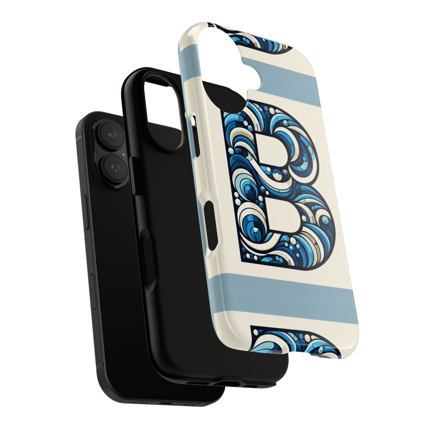blue alphabet letter b phone case with 3d wrap and shock protection for kids and teens durable tpu cover with vibrant design