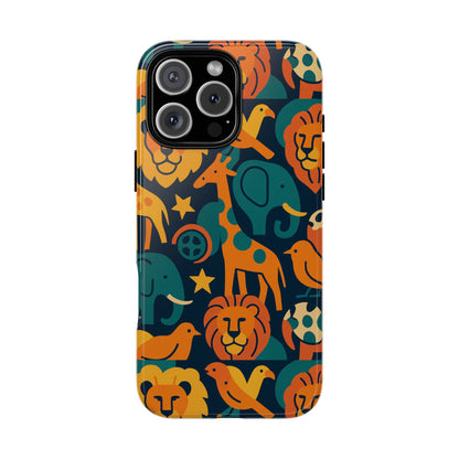 Vibrant Animal Print Protective Phone Case in Multicolour – Playful Design for Stylish Protection – Compatible with iPhone 13, 14, 15 & 16 – All Models Including Pro, Pro Max & Plus