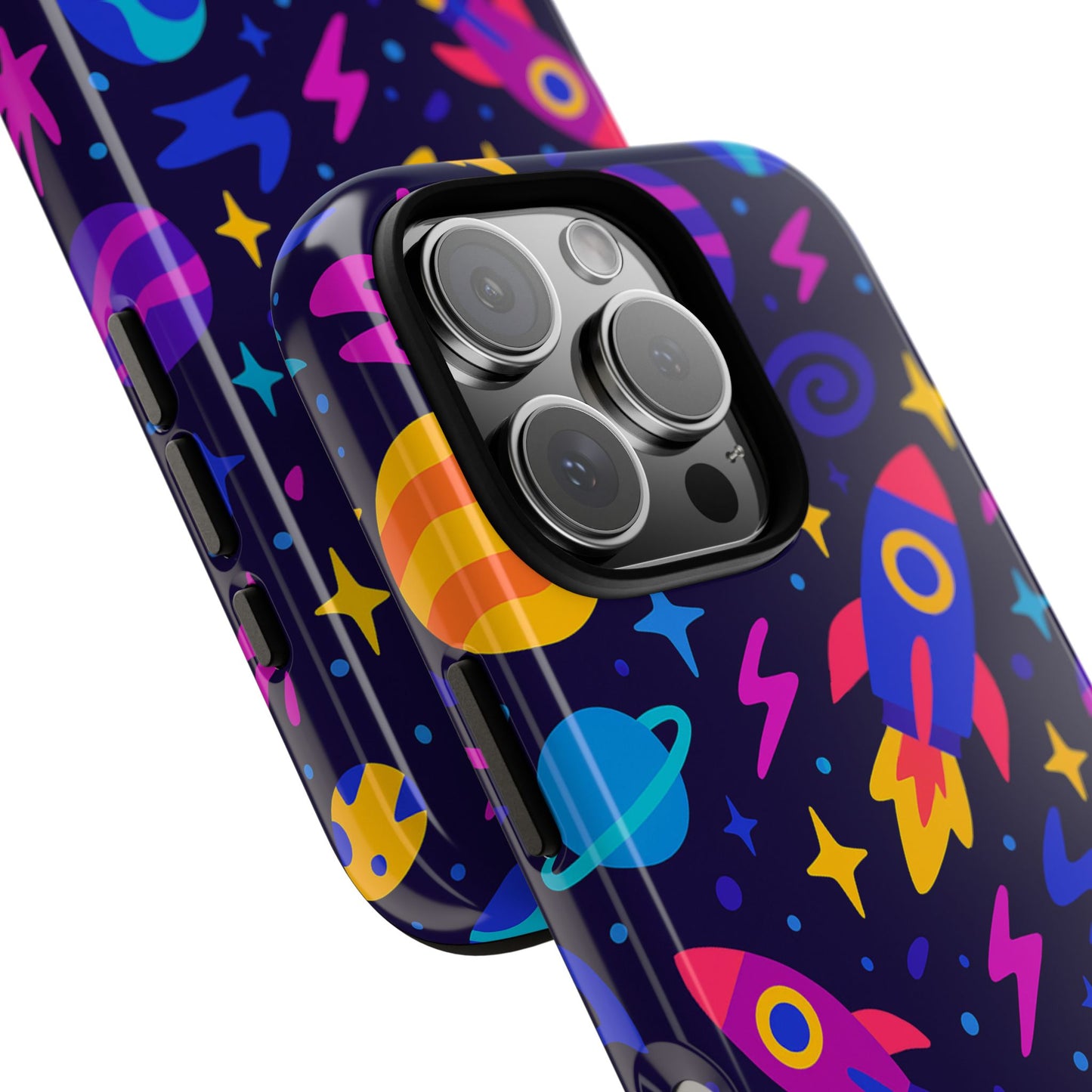vibrant 3d wrap protective phone case with playful space theme for stylish self-expression compatible with iphone 13, 14, 15 & 16 – all models including pro, pro max & plus