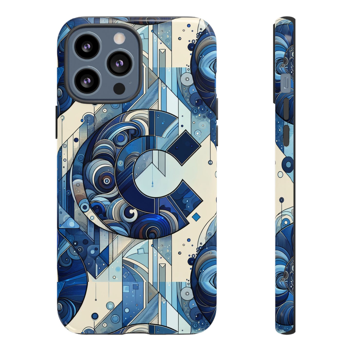 blue alphabet c phone case for smartphone protection with 3d wrap design, shock absorption, uv protection, durable silicone material, suitable for tech enthusiasts and individuality seekers