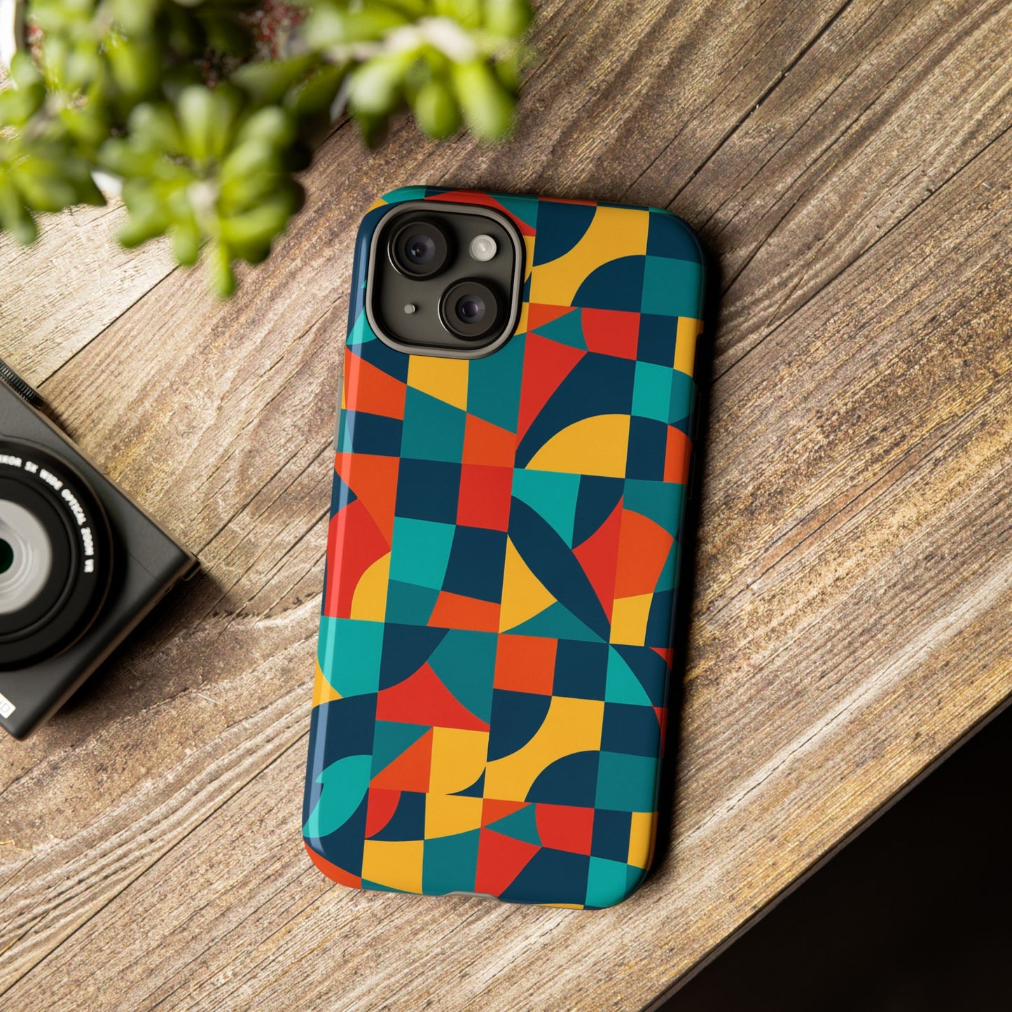 vibrant multicolour geometric 3d wrap phone case for stylish protection and unique expression compatible with iphone 13, 14, 15 & 16 – all models including pro, pro max & plus