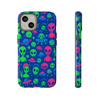 Vibrant Multicolour Alien 3D Wrap Phone Case in Retro Anime Style for Stylish Protection Compatible with iPhone 13, 14, 15 & 16 – all models including Pro, Pro Max & Plus
