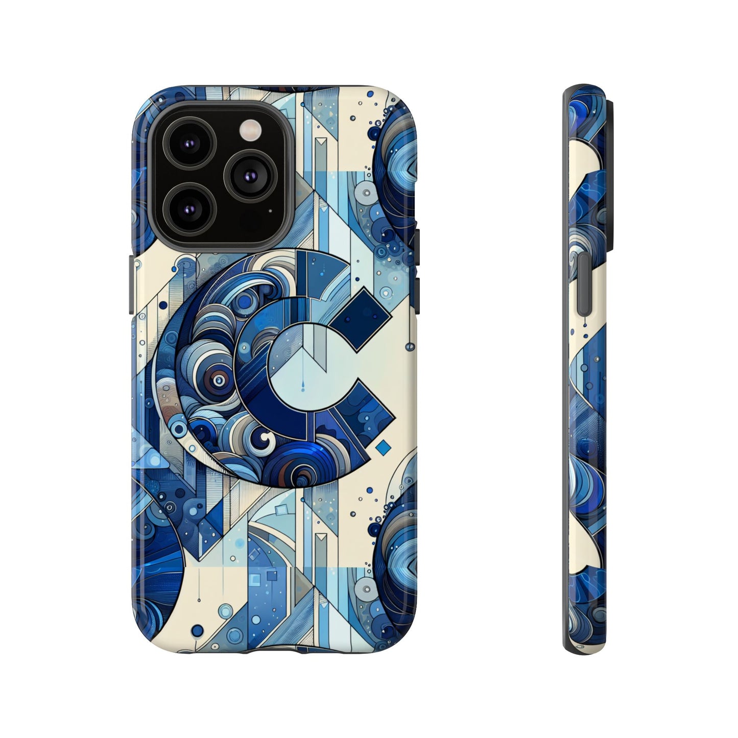 blue alphabet c phone case for smartphone protection with 3d wrap design, shock absorption, uv protection, durable silicone material, suitable for tech enthusiasts and individuality seekers