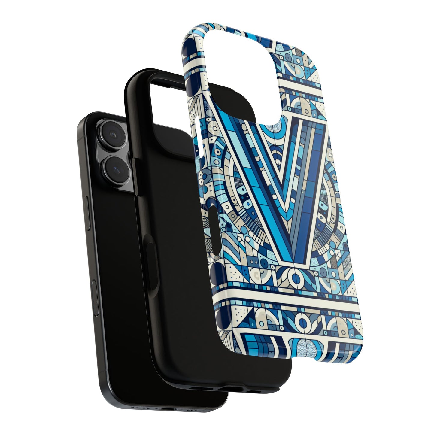 blue alphabet letter v phone case for men women kids durable shockproof cartoon anime style gift