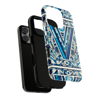Blue Alphabet Letter V Phone Case for Men Women Kids Durable Shockproof Cartoon Anime Style Gift