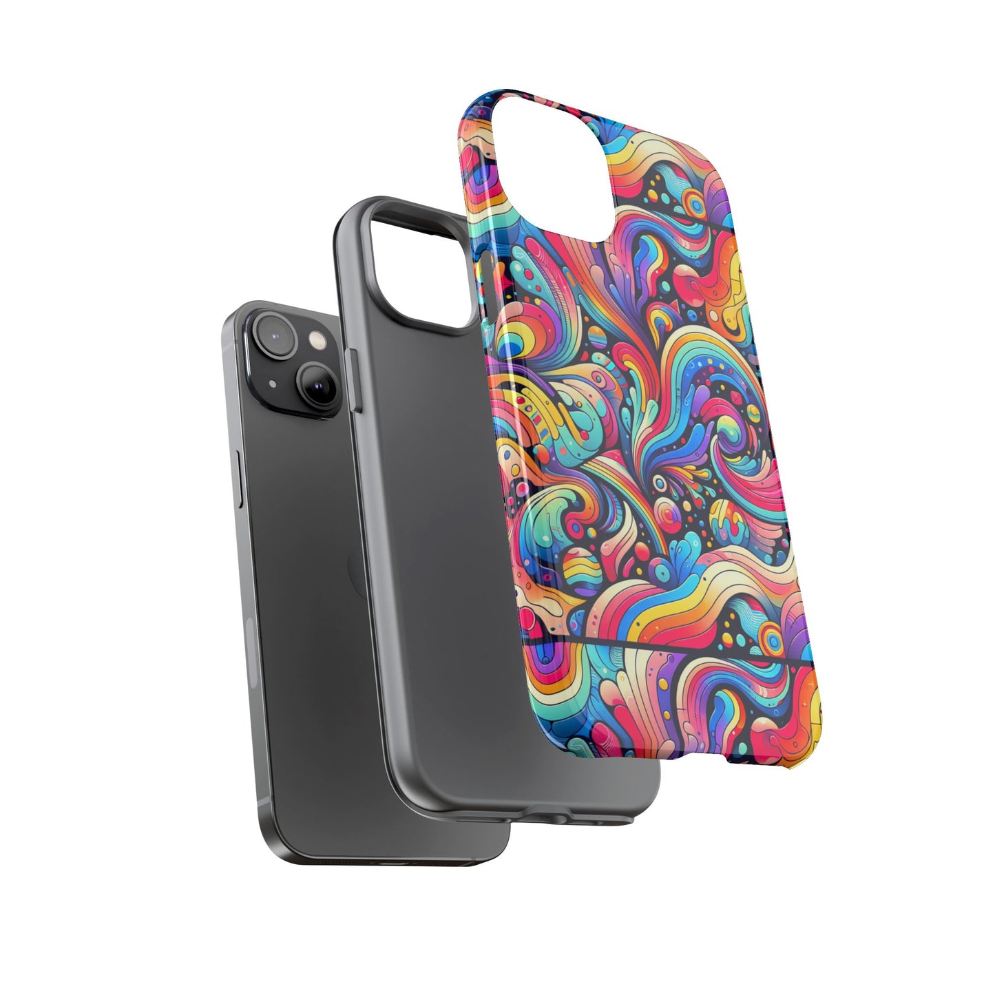 pattern image 2 vibrant 3d phone case for anime and comic fans with abstract art design compatible with iphone 13, 14, 15 & 16 – all models including pro, pro max & plus