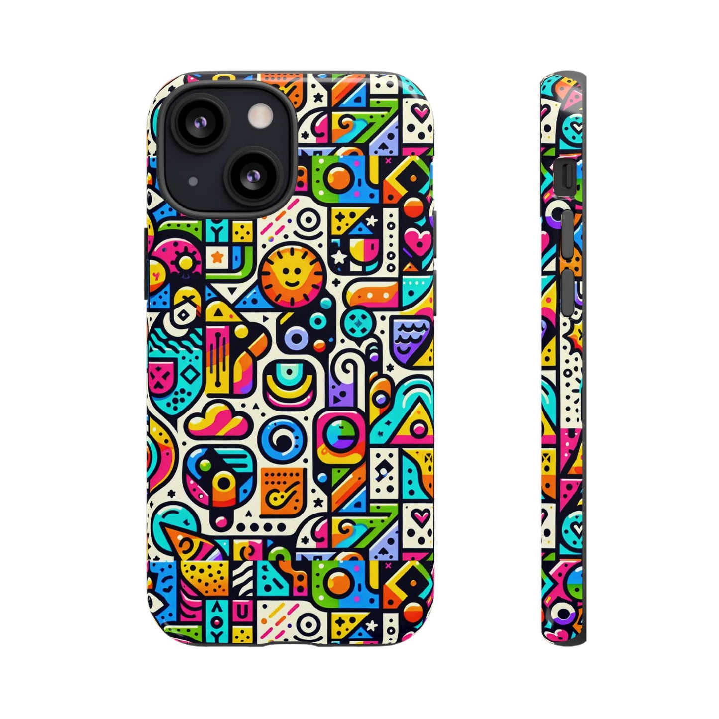 pattern image 9 vibrant shockproof phone case for anime and comic fans with bold geometric design, durable finish, and impact protection compatibility with iphone 13, 14, 15 & 16 – all models including pro, pro max & plus