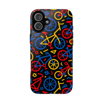 Multicolour 3D Bicycle Phone Case with Retro Design for Stylish Protection Compatible with iPhone 13, 14, 15 & 16 – all models including Pro, Pro Max & Plus