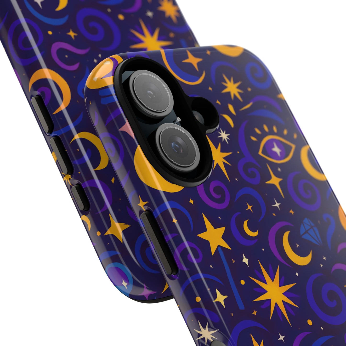 vibrant 3d cosmic design phone case for stylish protection with multicolour stars and swirls compatible with iphone 13, 14, 15 & 16 – all models including pro, pro max & plus
