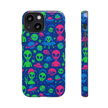 Vibrant Multicolour Alien 3D Wrap Phone Case in Retro Anime Style for Stylish Protection Compatible with iPhone 13, 14, 15 & 16 – all models including Pro, Pro Max & Plus