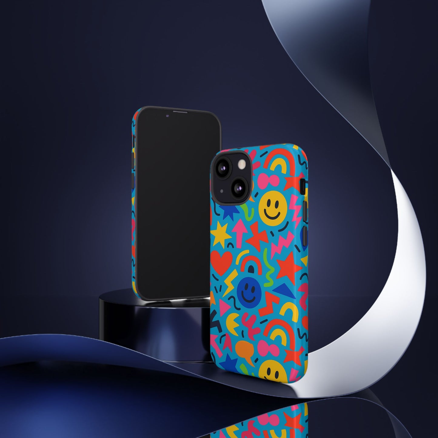 multicolour 3d wrap protective phone case for kids and teens with fun geometric design – stylish protection compatible with iphone 13, 14, 15 & 16 – all models including pro, pro max & plus