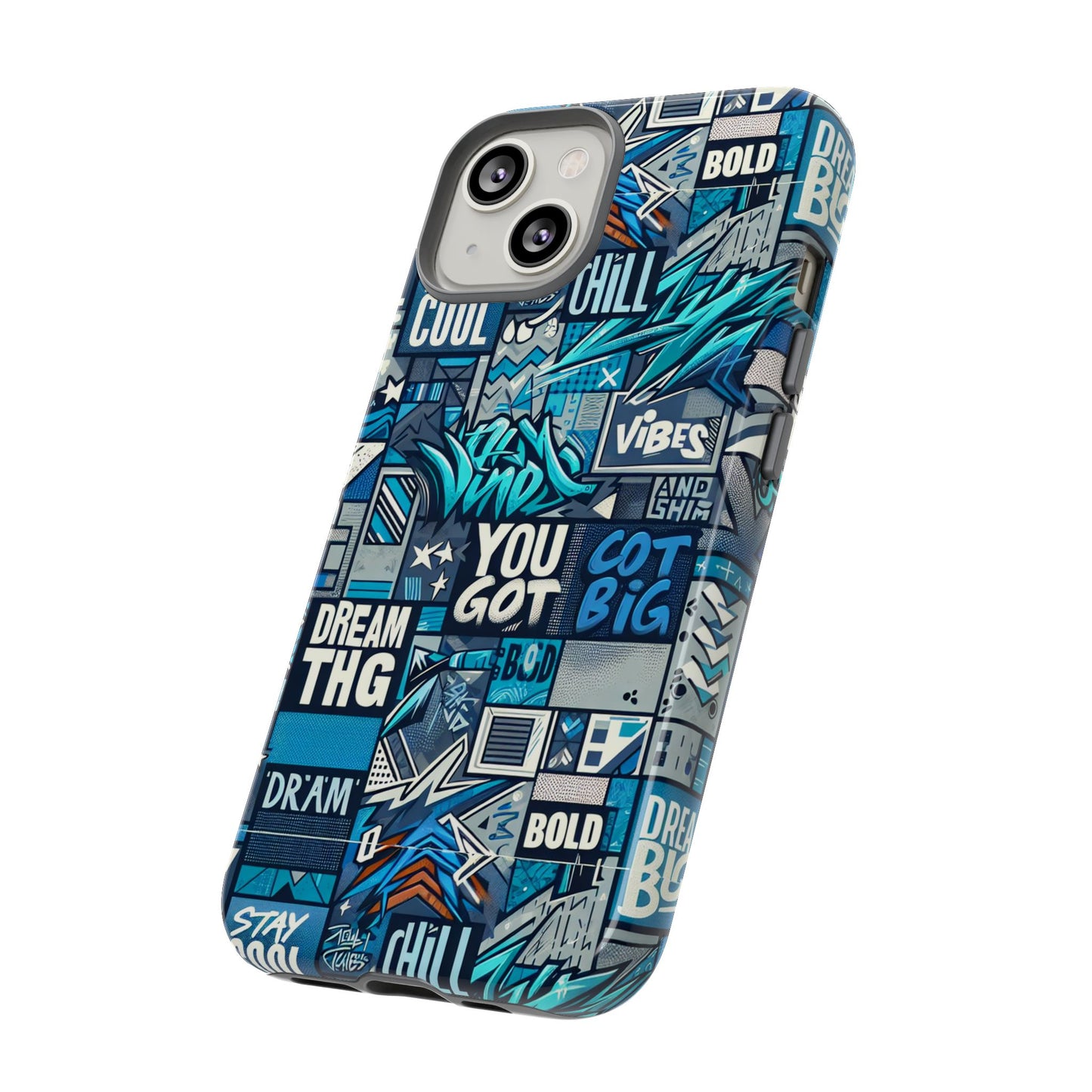 vibrant 3d wrap protective phone case in blue with playful graphic design for stylish protection – compatible with iphone 13, 14, 15 & 16 – all models including pro, pro max & plus