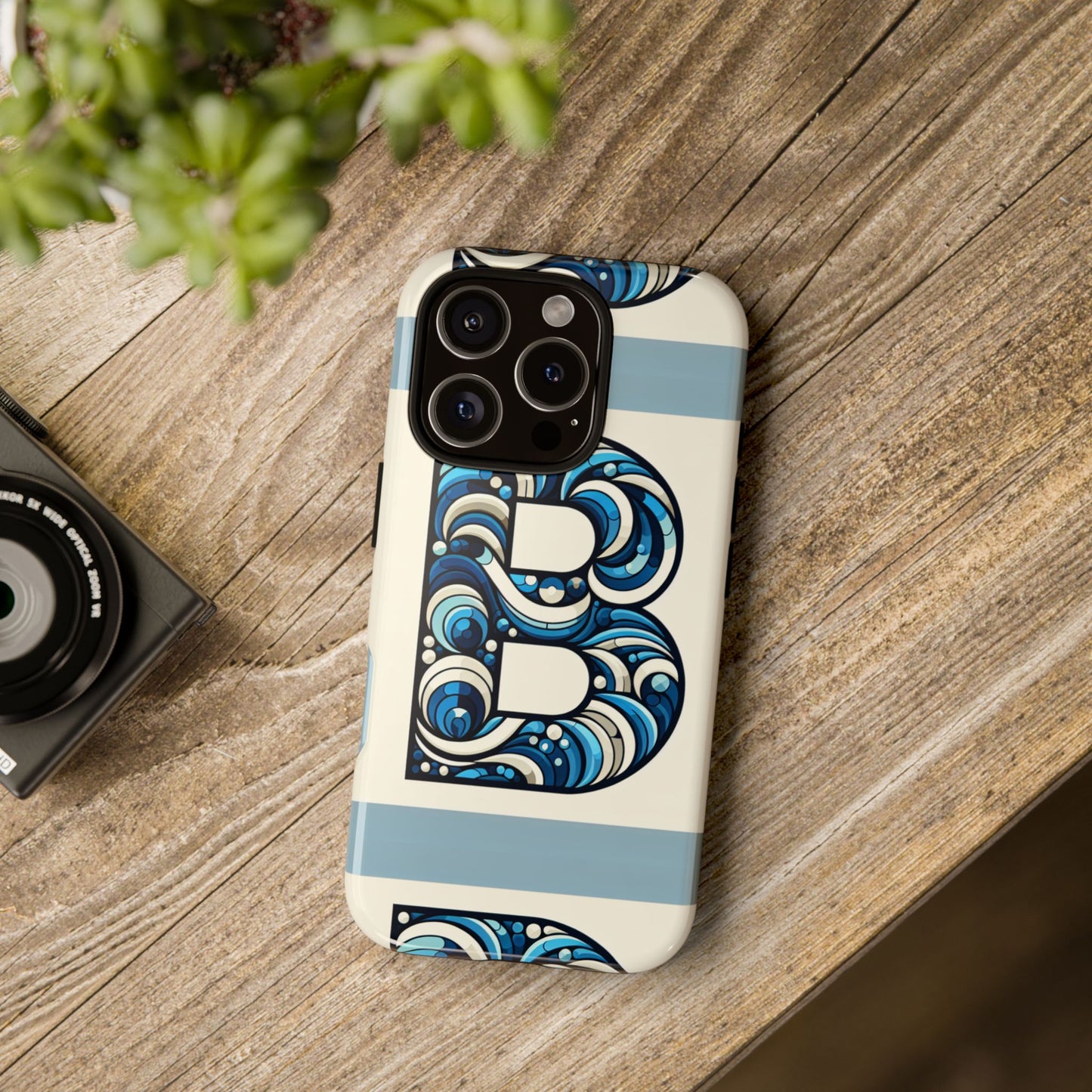 blue alphabet letter b phone case with 3d wrap and shock protection for kids and teens durable tpu cover with vibrant design