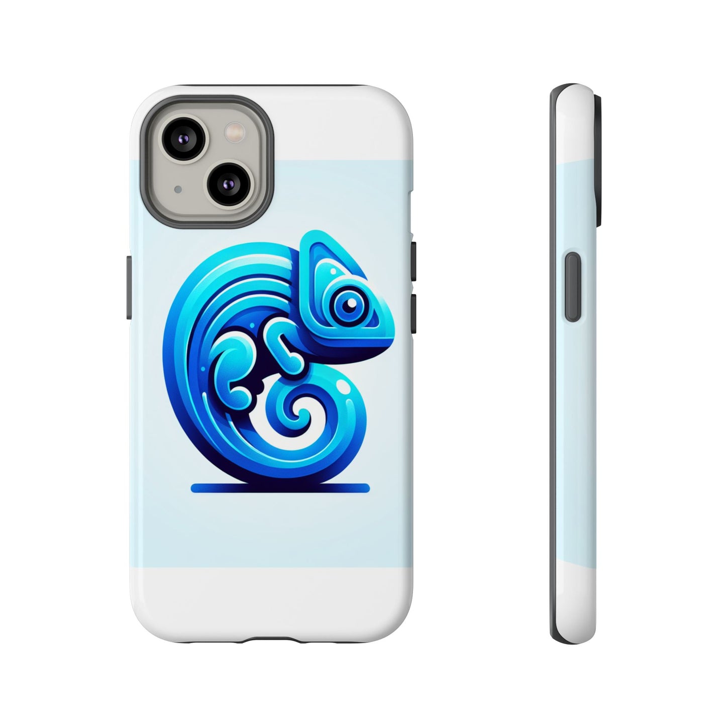 vibrant 3d chameleon phone case in blue retro design for stylish protection – compatible with iphone 13, 14, 15 & 16 – all models including pro, pro max & plus
