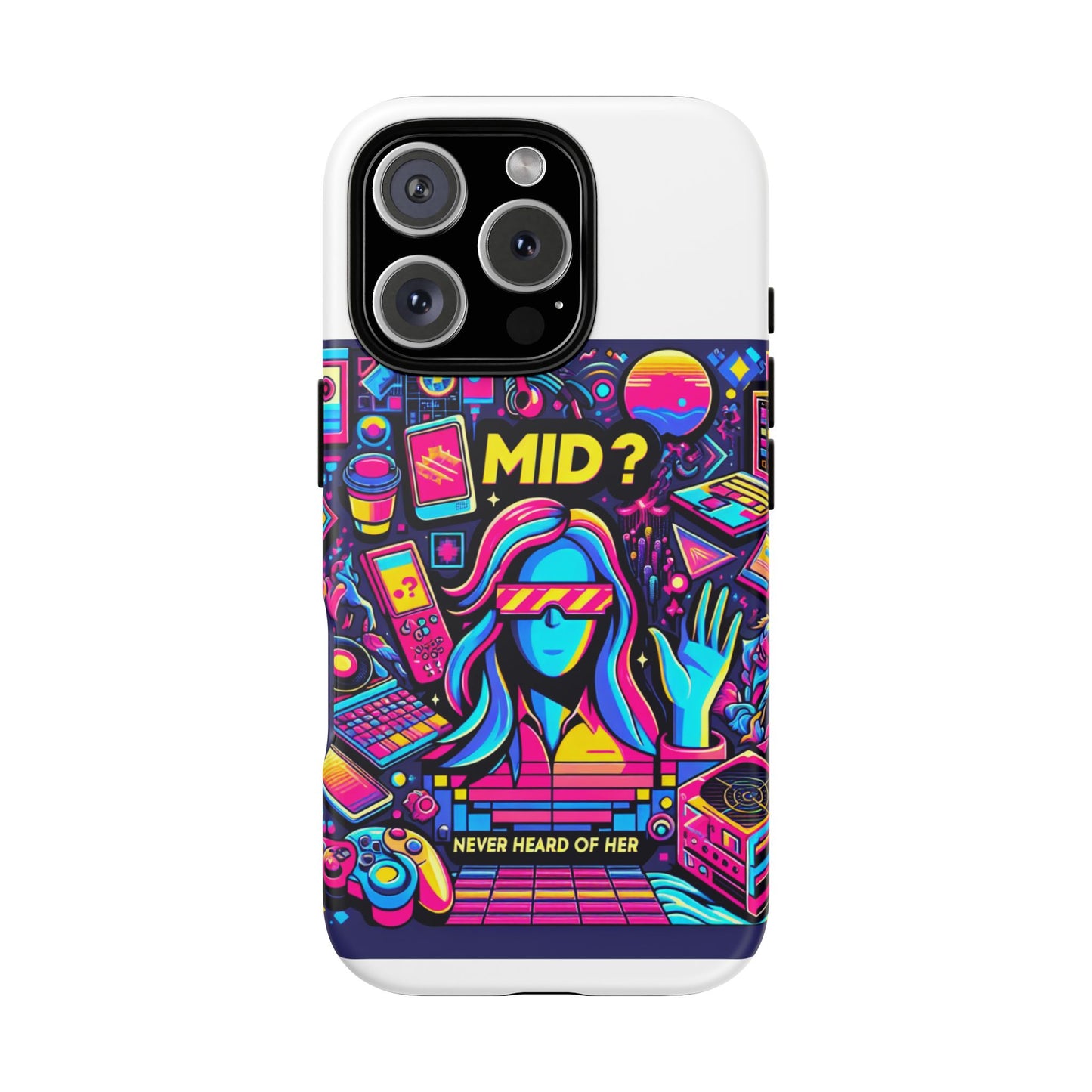 mid never heard of her 3d wrap protective phone case for fun retro style and shock absorption, ideal gift for tech enthusiasts and anime lovers