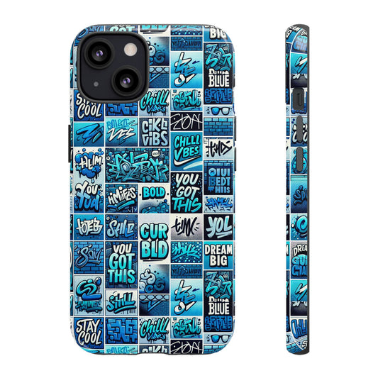 Vibrant Blue 3D Wrap Protective Phone Case Featuring Retro Alphabet Design for Stylish Smartphone Protection Compatible with iPhone 13, 14, 15 & 16 – all models including Pro, Pro Max & Plus