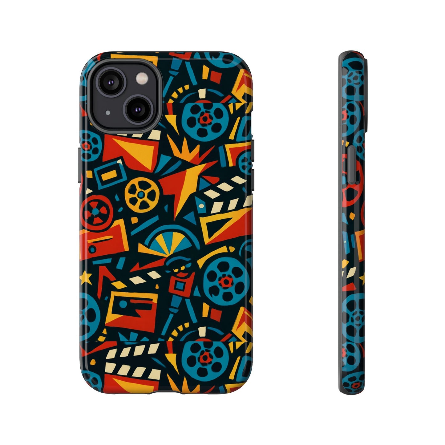 vibrant retro movie-inspired protective phone case with 3d design for stylish protection compatible with iphone 13, 14, 15 & 16 – all models including pro, pro max & plus