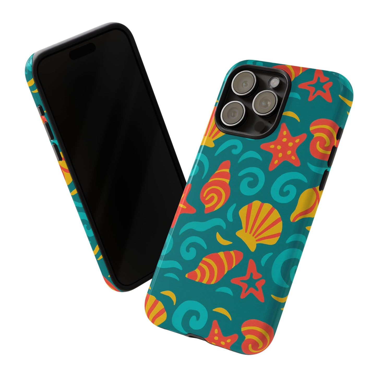 vibrant coastal shell pattern protective phone case for stylish self-expression compatible with iphone 13, 14, 15 & 16 – all models including pro, pro max & plus