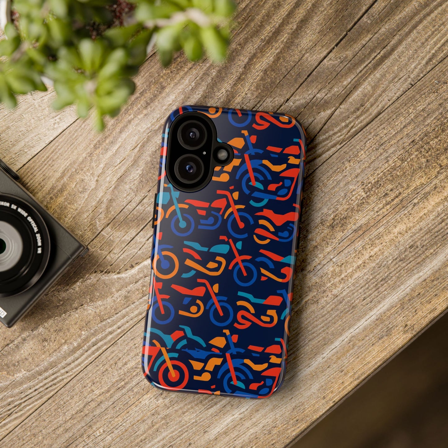 vibrant 3d multicolour motorcycle pattern protective phone case for creative individuals – stylish protection compatible with iphone 13, 14, 15 & 16 – all models including pro, pro max & plus