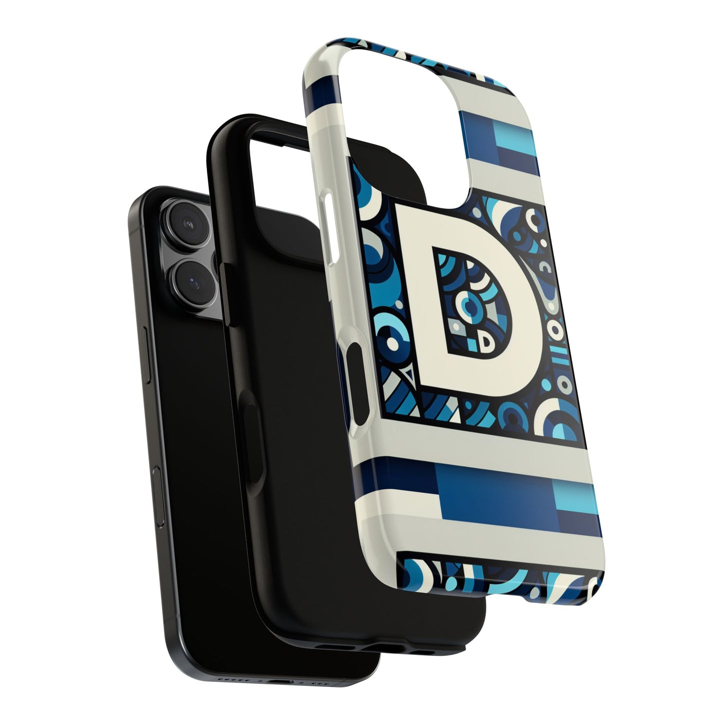 blue alphabet letter d phone case with 3d wrap and shock protection for kids and teens