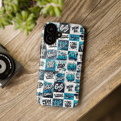 Vibrant 3D Wrap Phone Case in Blue with Playful Retro Design for Stylish Protection Compatible with iPhone 13, 14, 15 & 16 – all models including Pro, Pro Max & Plus
