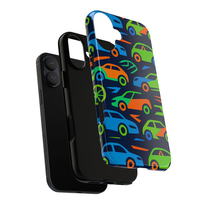 Vibrant 3D Car Pattern Protective Phone Case for Expressive Individuals Stylish Accessory Compatible with iPhone 13, 14, 15 & 16 – all models including Pro, Pro Max & Plus